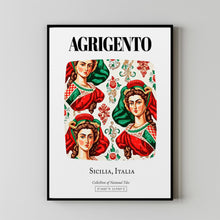 Agrigento, Sicilia, Italy, Sicilian Folk Costumes Tile Pattern Aesthetic Wall Art Decor Print Poster