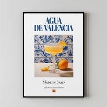 Agua De Valencia на плитке Maiolica, традиционный испанский напиток (напиток), печатный плакат, искусство на кухне и в баре