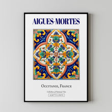 Aigues-Mortes, Occitanie, France, Aesthetic Minimalistic Traditional Tile, Wall Art Décor Print Poster, Living Room Decor
