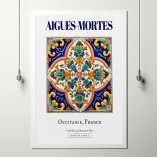 Aigues-Mortes, Occitanie, France, Aesthetic Minimalistic Traditional Tile, Wall Art Décor Print Poster, Living Room Decor