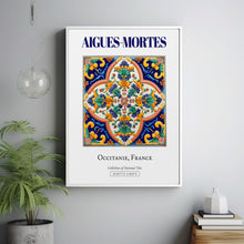 Aigues-Mortes, Occitanie, France, Aesthetic Minimalistic Traditional Tile, Wall Art Décor Print Poster, Living Room Decor
