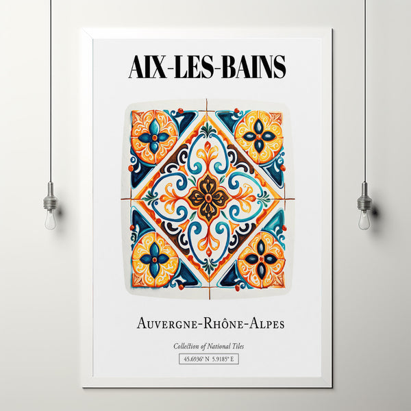 Aix-les-Bains, France, Tile Pattern Aesthetic Wall Art Decor Print Poster