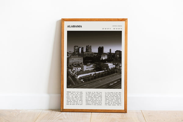 Alabama State Wall Art Poster Poster Alabama State  Black White Poster  Poster  Art Gift 1695493589