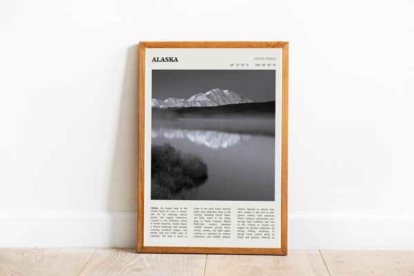 Alaska State Wall Art Poster Poster Alaska State  Black White Poster  Poster  Art Gift 1695490617