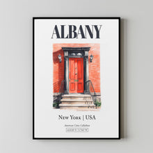 Albany, New York, USA, Aesthetic Minimalistic Watercolor Entrance Door, Wall Décor Print Poster, Kitchen Wall Art