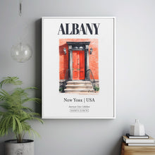 Albany, New York, USA, Aesthetic Minimalistic Watercolor Entrance Door, Wall Décor Print Poster, Kitchen Wall Art