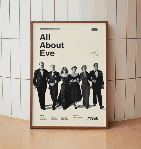 All About Eve Vintage Movie Poster - Bette Davis -  Midcentury Minimalist Wall Art Print 1501223284