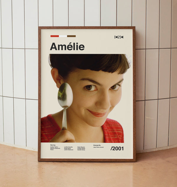 Amélie Movie Poster - Audrey Tautou - Vintage Minimalist Midcentury Wall Art Print