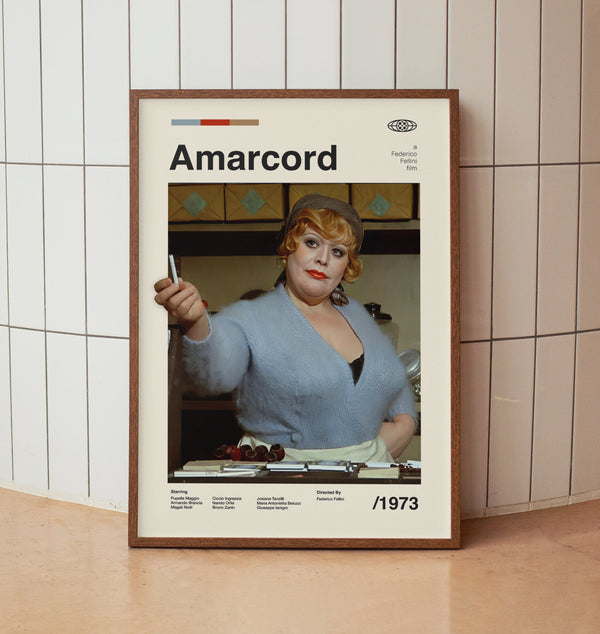 Amarcord Movie Poster - Federico Fellini - Vintage Minimalist Midcentury Wall Art Print