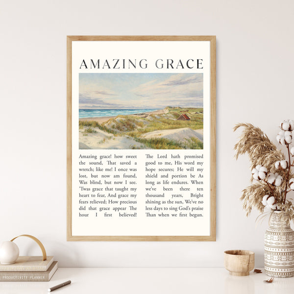 Amazing Grace Lyrics Hymn Print Canvas Poster Modern Minimalist Vintage Scripture Art Christian Song Gift Reformed Home Wall Easter Print 1662742732