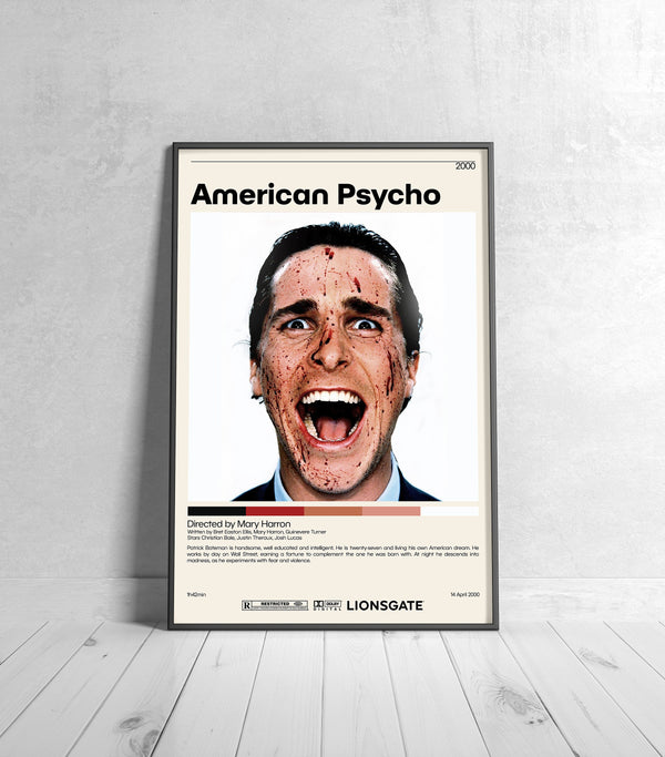 American Psycho Poster  Bret Easton Ellis, Minimalist Movie Poster, Vintage Retro Art Print, Custom Poster, Wall Art Print, Home Decor 1189194490