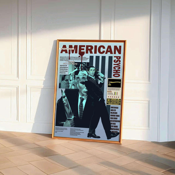 American Psycho, Movie Poster, Mid-Century Poster , Film Wall Art, Modern Wall Art, Christian Bale, , Rare Art Print 1702548644