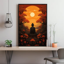 Buddha Meditation Forest Painting - Serene Buddhism Wall Art Print | Tranquil Buddhist Art Poste