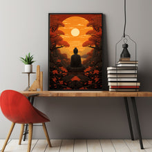 Buddha Meditation Forest Painting - Serene Buddhism Wall Art Print | Tranquil Buddhist Art Poste