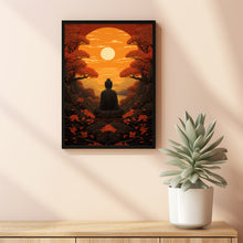 Buddha Meditation Forest Painting - Serene Buddhism Wall Art Print | Tranquil Buddhist Art Poste