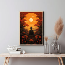 Buddha Meditation Forest Painting - Serene Buddhism Wall Art Print | Tranquil Buddhist Art Poste