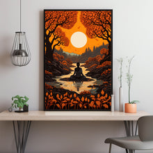 Buddha Meditation Forest Painting - Serene Buddhism Wall Art Print | Tranquil Buddhist Art Poste