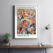 Amsterdam Flower Market Poster, Amsterdam Travel Art, Botanical Wall Art, Flower Wall Art, Floral Illustration, Nursery Kids Wall Art, Red