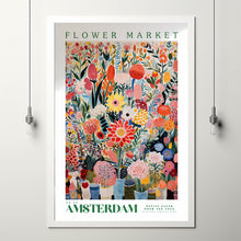 Amsterdam Flower Market Poster, Amsterdam Travel Art, Botanical Wall Art, Flower Wall Art, Floral Illustration, Nursery Kids Wall Art, Red