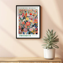 Amsterdam Flower Market Poster, Amsterdam Travel Art, Botanical Wall Art, Flower Wall Art, Floral Illustration, Nursery Kids Wall Art, Red