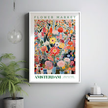 Amsterdam Flower Market Poster, Amsterdam Travel Art, Botanical Wall Art, Flower Wall Art, Floral Illustration, Nursery Kids Wall Art, Red