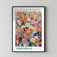 Amsterdam Flower Market Poster, Amsterdam Travel Art, Botanical Wall Art, Flower Wall Art, Floral Illustration, Nursery Kids Wall Art, Red