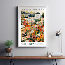 Amsterdam Flower Market Poster, Amsterdam Travel Art, Botanical Wall Art, Holland Travel Art, Floral Illustration, Nursery Kids Wall Art 1 (2)