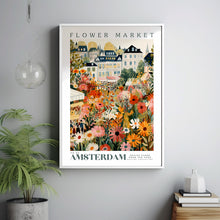 Amsterdam Flower Market Poster, Amsterdam Travel Art, Botanical Wall Art, Holland Travel Art, Floral Illustration, Nursery Kids Wall Art 1 (2)