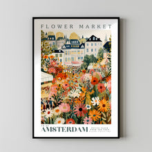 Amsterdam Flower Market Poster, Amsterdam Travel Art, Botanical Wall Art, Holland Travel Art, Floral Illustration, Nursery Kids Wall Art 1 (2)