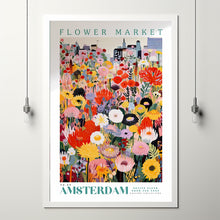 Amsterdam Flower Market Poster, Amsterdam Travel Art, Botanical Wall Art, Holland Travel Art, Floral Illustration, Nursery Kids Wall Art