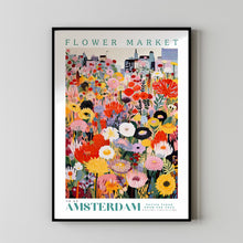 Amsterdam Flower Market Poster, Amsterdam Travel Art, Botanical Wall Art, Holland Travel Art, Floral Illustration, Nursery Kids Wall Art