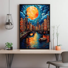 Amsterdam Canal with Bridges Poster - Scenic Netherlands Travel Print | Perfect for Birthday or Wedding Gift