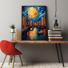 Amsterdam Canal with Bridges Poster - Scenic Netherlands Travel Print | Perfect for Birthday or Wedding Gift