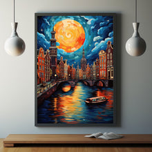 Amsterdam Canal with Bridges Poster - Scenic Netherlands Travel Print | Perfect for Birthday or Wedding Gift