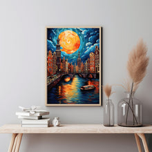 Amsterdam Canal with Bridges Poster - Scenic Netherlands Travel Print | Perfect for Birthday or Wedding Gift