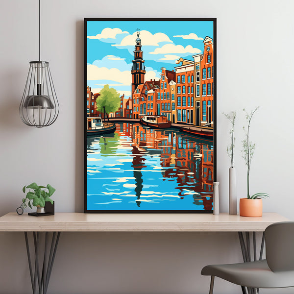 Amsterdam Canal with Bridges Poster - Scenic Netherlands Travel Print | Perfect for Birthday or Wedding Gift