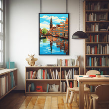 Amsterdam Canal with Bridges Poster - Scenic Netherlands Travel Print | Perfect for Birthday or Wedding Gift