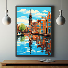 Amsterdam Canal with Bridges Poster - Scenic Netherlands Travel Print | Perfect for Birthday or Wedding Gift