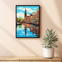 Amsterdam Canal with Bridges Poster - Scenic Netherlands Travel Print | Perfect for Birthday or Wedding Gift