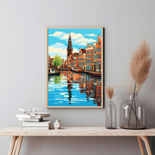 Amsterdam Canal with Bridges Poster - Scenic Netherlands Travel Print | Perfect for Birthday or Wedding Gift