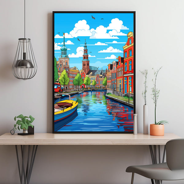 Amsterdam in Pop Art Style Poster - Modern Flat Design | Unique Gift Idea