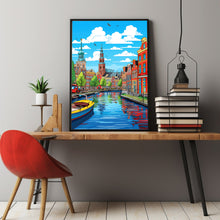 Amsterdam in Pop Art Style Poster - Modern Flat Design | Unique Gift Idea