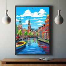 Amsterdam in Pop Art Style Poster - Modern Flat Design | Unique Gift Idea