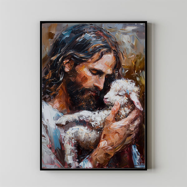 Jesus Holding Lamb Art  Wall Art  Home Decor 1