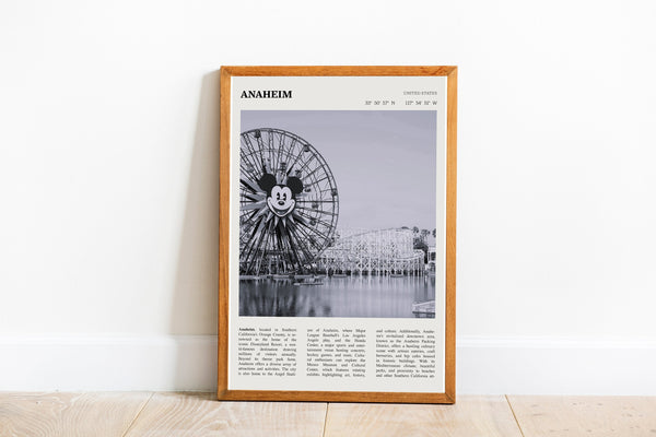 Anaheim California Wall Art Poster Poster Anaheim California  Black White Poster  Poster  Art Gift 1679828256