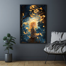 Mystical Girl in the Night Sky - Dark Forest Poster