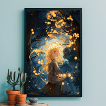 Mystical Girl in the Night Sky - Dark Forest Poster