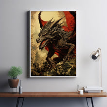 Dragon Wall Art - Red Dragon Poster - Dragon Art for Spiritual Office Decor - Housewarming Gift