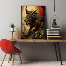 Dragon Wall Art - Red Dragon Poster - Dragon Art for Spiritual Office Decor - Housewarming Gift