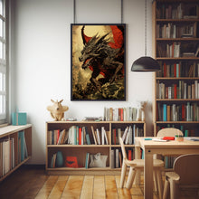 Dragon Wall Art - Red Dragon Poster - Dragon Art for Spiritual Office Decor - Housewarming Gift